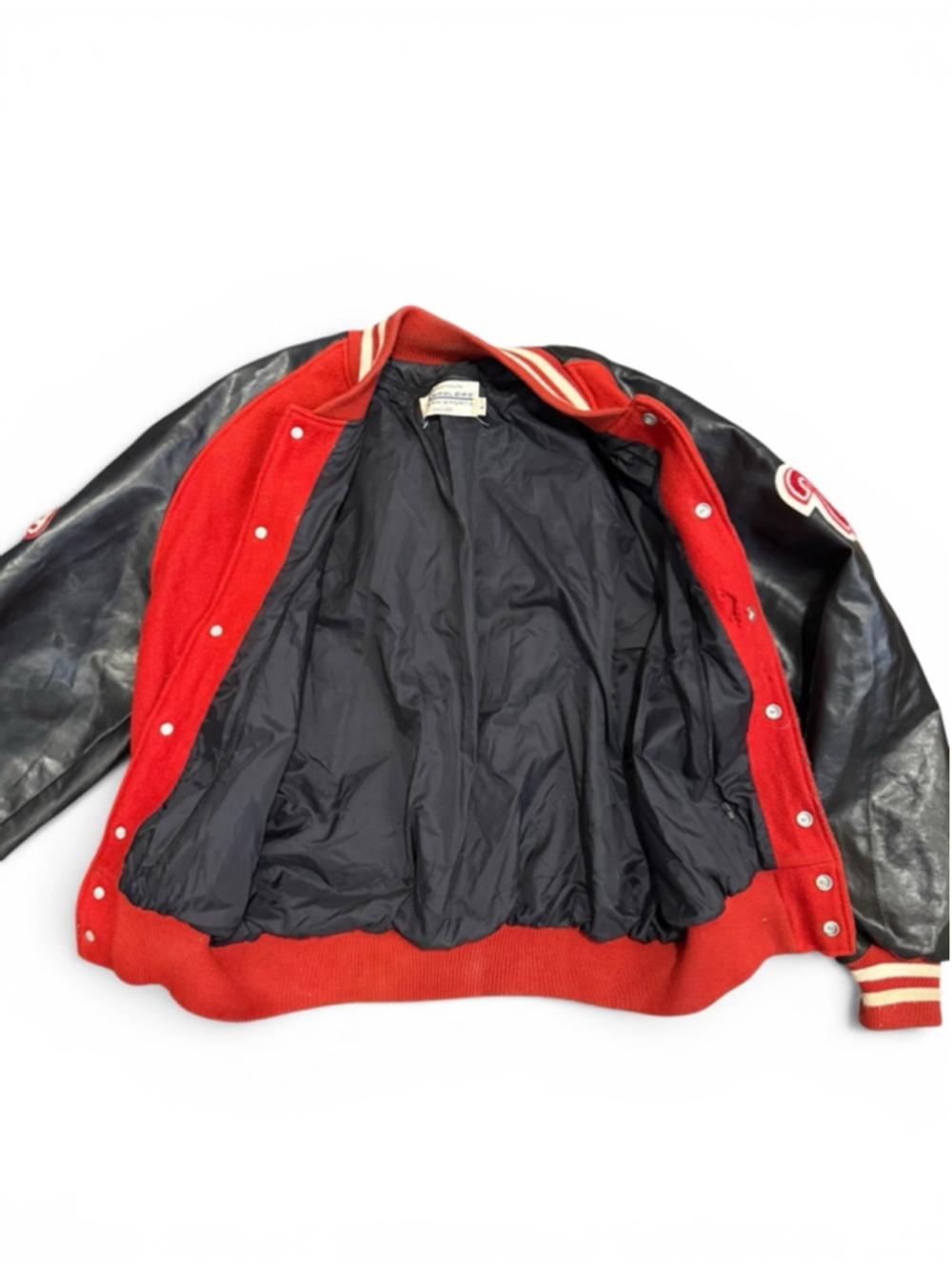 Kesslers Women’s Varsity Letterman Jacket Red/Black Leather Wool Bomber Sz L - Picture 3 of 11